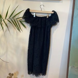 Madewell black lace off the shoulder dress